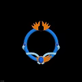Decorative Circular Ornament With Blue Ring Yellow Wings And Blue Gemstones