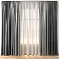 Elegant Gray and White Drapes with Sheer Curtains for Window Sunlight 3d model