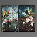 Decorative Wooden Photo Frames With Colorful Floral Art Prints For Home Decor
