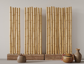 Log Pillar Homestay Partition Railing Fence 3d model