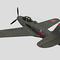 Vintage Fighter Aircraft With Gray Body Red Star Emblems And Propeller Design