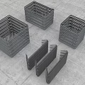 Construction Site Stacked Steel Reinforcement Mesh Cages And Structural Components 3d model