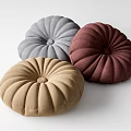 Decorative Round Pleated Pillows in Gray Brown and Burgundy Colors for Home Decor
