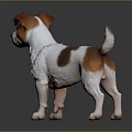 Artistic Realistic White and Brown Small Dog Sculpture Carving With Lifelike Details