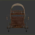 Vintage Covered Wagon With Canvas Canopy Wooden Wheels And Metal Lanterns