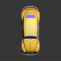 Yellow Beetle Insect With Gradient Color Shades On Black Reflective Background