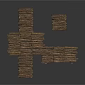 Rustic Wooden Building Structure Featuring Platform Steps and Separate Plank Components