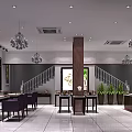 Luxurious Jewelry Store Interior Design With Display Counters Chandeliers Staircase And Plants