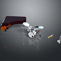 Various Types Of Musical Instruments Display Including Piano Guitar Drum Set Trumpet And Saxophone