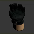 Black Leather Glove Displayed on Light Colored Hand Model Against Dark Background 3d model