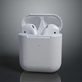 White Wireless Bluetooth Earbuds With Charging Case And Green Indicator Light