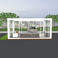 Modern Glass Open Space Interior With Sofa Coffee Table City View And Trees