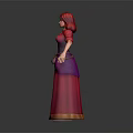 Female Game Movie Character With Red Hair Long Red Dress Purple Belt And Gold Trim