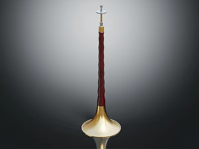 Horn Shaped Commercial Equipment With Red Textured Handle And Golden Base 3d model