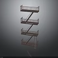 Staircase Structure Design With Multiple Levels Platforms And Metal Railings
