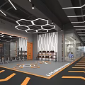 Modern Gym Interior With Fitness Equipment And Lighting