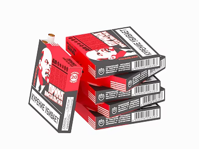 Stacked Red And Black Daily Use Product Boxes With Design And Label 3d model