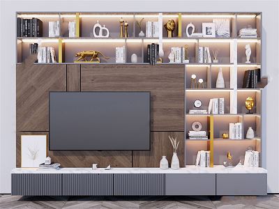 Modern TV background wall 3d model