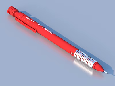 Vibrant Red Retractable Ballpoint Pen With Silver Accents And Sharpener For Daily Use 3d model