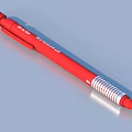 Vibrant Red Retractable Ballpoint Pen With Silver Accents And Sharpener For Daily Use