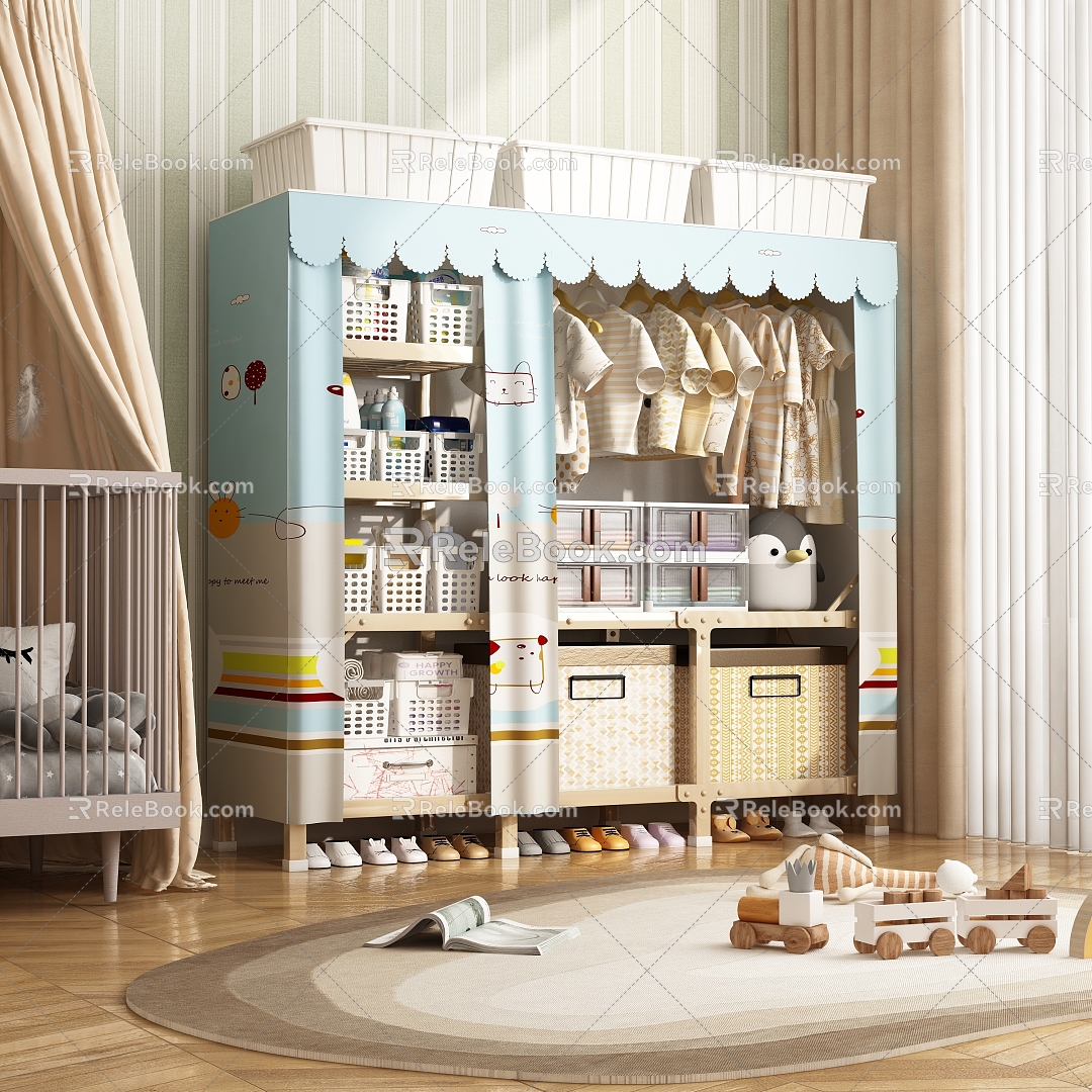 Baby Products Wardrobe Baby Clothes Baby Products Baby Shoes Crib 3d model