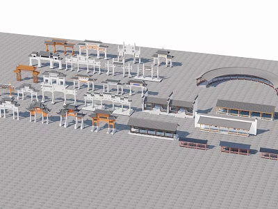 Traditional Ancient Chinese Architecture Complex With Diverse Roof Structures Pavilions And Corridors 3d model