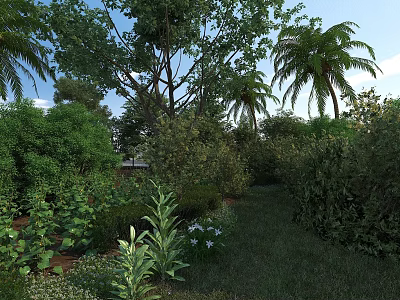 Diverse Crops Growing in Lush Garden with Green Plants Trees and Grass 3d model