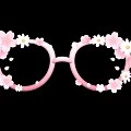 Art Installation Pink Glasses Frame Decorated With Sakura Daisy Flowers And Falling Petals