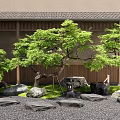 Stepping Stones in Japanese Garden with Pine Trees Moss Rocks and Stone Lanterns