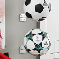 Sports Equipment Display With Soccer Balls Training Cones Tactical Board And Trophies