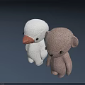 Two Adorable Plush Toys With White Duck And Light Brown Bear Shaped Design