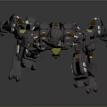 Sci Fi Robot Character Featuring 3D Mechanical Structure Yellow Accents And Metallic Body