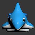 Blue Dolphin Shaped Children's Furniture Seat With Cartoon Eye And Button Detail