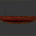 Classic Wooden Rowing Boat In Red Brown With Traditional Frame And Seats