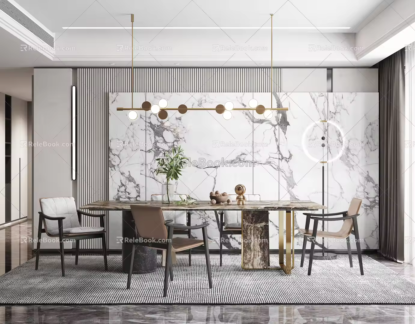 Modern Dining Table and Chair Combination Simple Table and Chair Combination 3d model