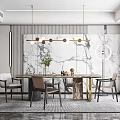 Modern Dining Table and Chair Combination Simple Table and Chair Combination 3d model