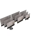 Contemporary Television Sets With Gold Base And Black Screen Design Features