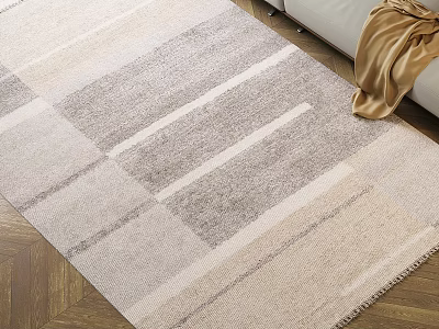 Neutral Toned Square Area Rug With Geometric Patterns In Living Room 3d model