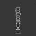 Tall Communication Tower With Metal Frame Structure Platforms And Antenna Equipment