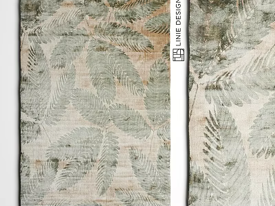 Natural Leaf Pattern Square Rug with Beige and Green Tones for Modern Living Space 3d model