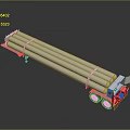 Heavy Duty Pipe Transport Trailer with White Cylindrical Pipes and Red Base