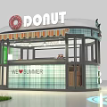 Outdoor Donut Kiosk Featuring Striped Awning WE LOVE SUMMER Sign And Green Decor