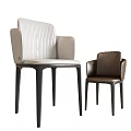 Modern Dining Chairs With Armrests White And Brown Upholstery And Black Legs