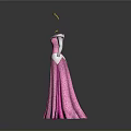 Elegant Pink Princess Dress with White Decorations and Golden Crown