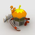 Cupcake Shaped Playground Structure with Slide Squirrel and Fence 3d model