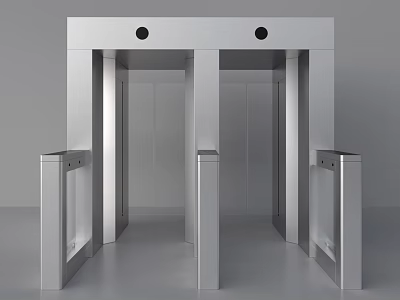 Silver Metal Security Access Control Gate With Transparent Barriers And Sensor Design 3d model