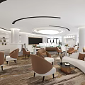 Elegant Modern Sales Office Interior With Circular Ceiling Marble Floor And Reception Desk Model