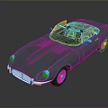 Light Blue Vintage Convertible Car With Retro Design And Open Top