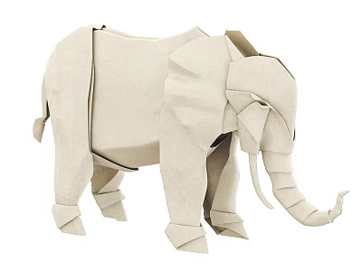 Decorative Ornament Set with Origami Elephant Light Colored Paper Craft for Home Interior Decoration 3d model