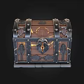 Ornate Wooden Treasure Chest With Metal Straps Intricate Carvings And Illuminated Lock